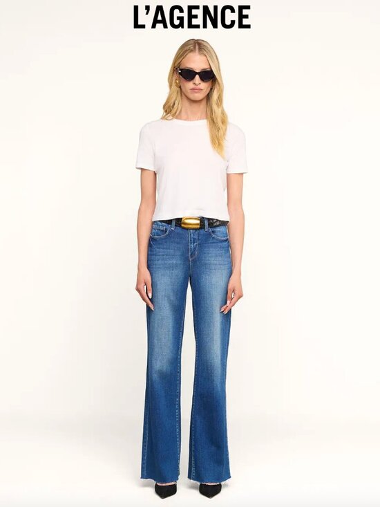 L'AGENCE Denim - L'agence Scottie Wide Leg High Rise Jeans in Hasting Blue Size 28
